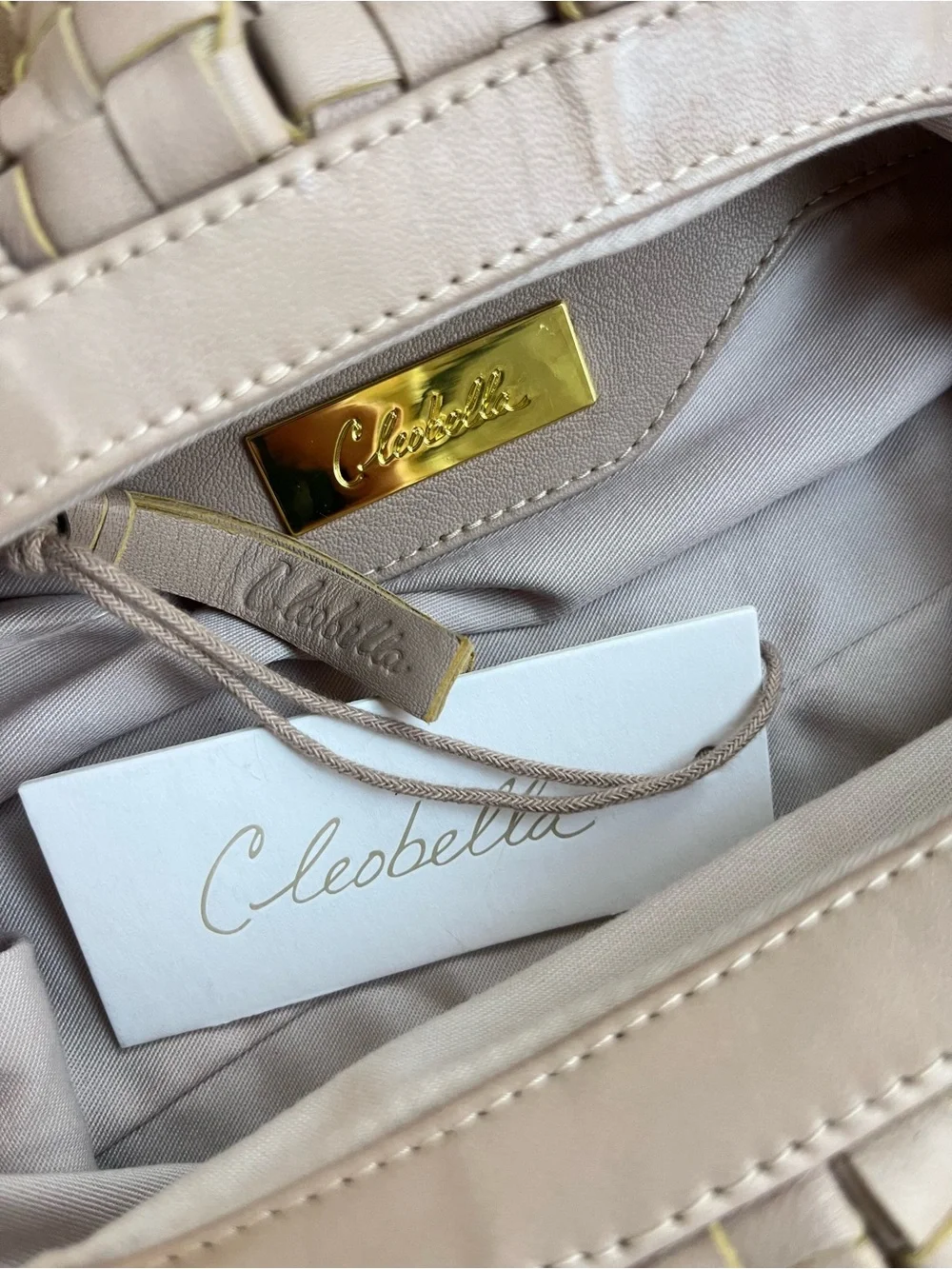 NWT Cleobella Gigi tan leather woven clutch - Picture 4 of 8